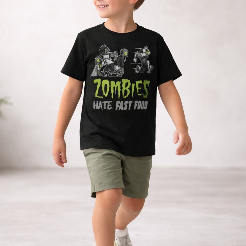 Zombie Graphic Tee Boys Girls XXL Black Neon Funny Halloween Shirt NEW